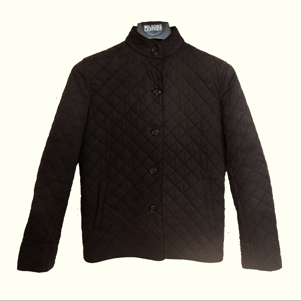 Ralph Lauren Black Label quilted button jacket sz Med fleece lined dark brown